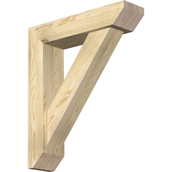 Ekena Millwork Traditional Slat Rough Sawn Bracket w/ Offset Brace, Douglas Fir, 6"W x 24"D x 28"H BKT0604X24X28TRA06RDF - main